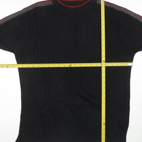 Britches Men's Black Acrylic Crew Neck Ribbed Pullover Jumper M