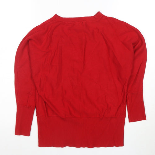 Roman Women’s Red Sequin Floral Tunic Knit Blouse Size 12
