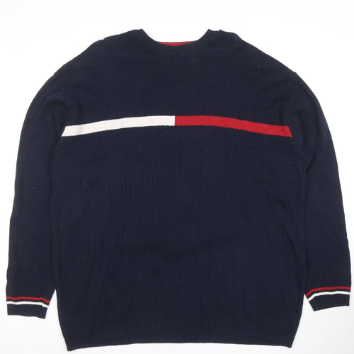 RAG Men's Blue XL Cotton Crew Neck Pullover Jumper