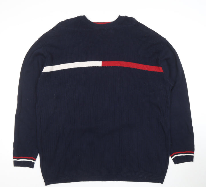 RAG Men's Blue XL Cotton Crew Neck Pullover Jumper