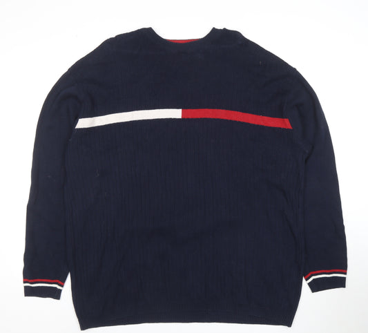 RAG Men's Blue XL Cotton Crew Neck Pullover Jumper