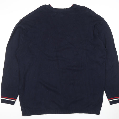 RAG Men's Blue XL Cotton Crew Neck Pullover Jumper