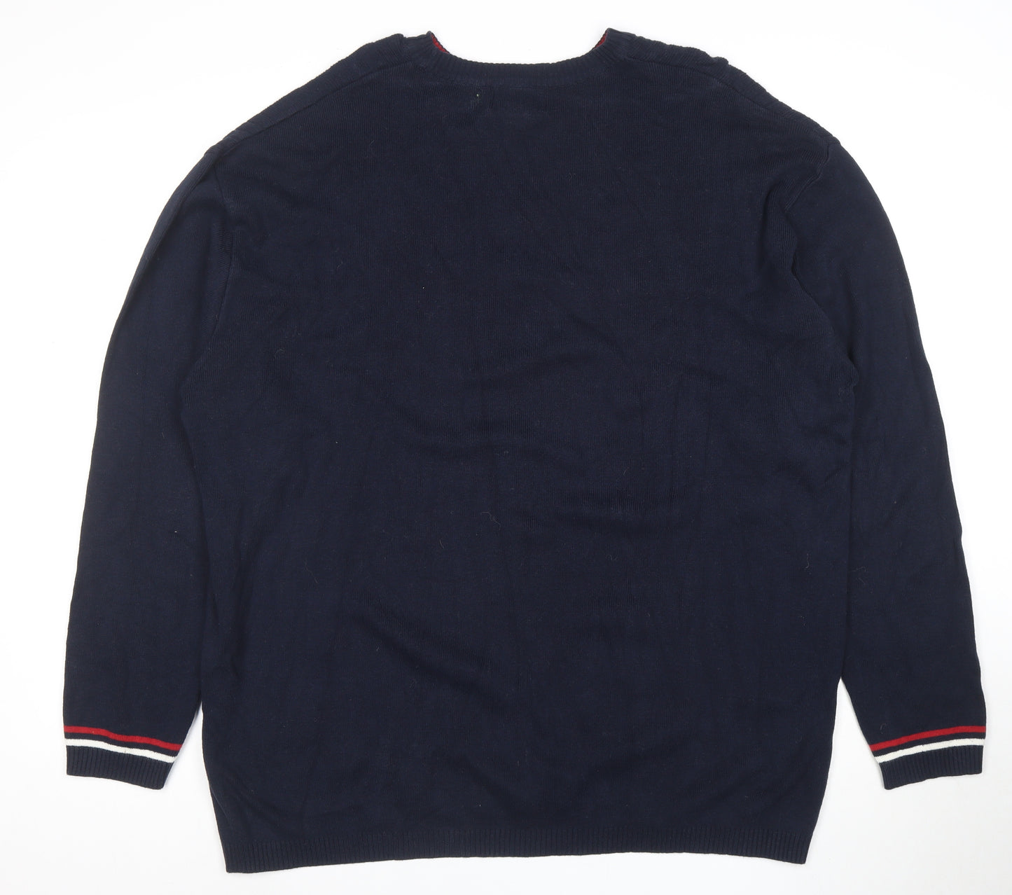 RAG Men's Blue XL Cotton Crew Neck Pullover Jumper