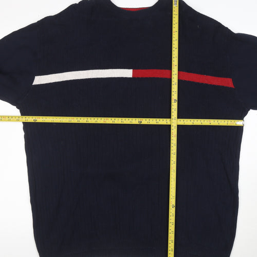 RAG Men's Blue XL Cotton Crew Neck Pullover Jumper