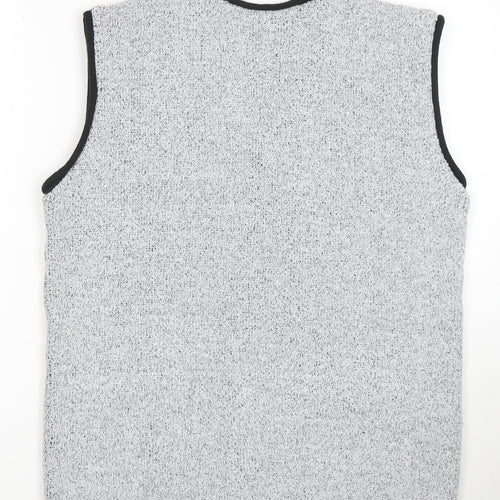Mode Collection Women Grey Black Floral Knit Button Vest M