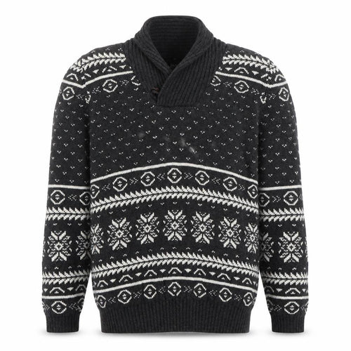 Haggar Men's Grey Fair Isle Shawl Neck Cotton Jumper Size M