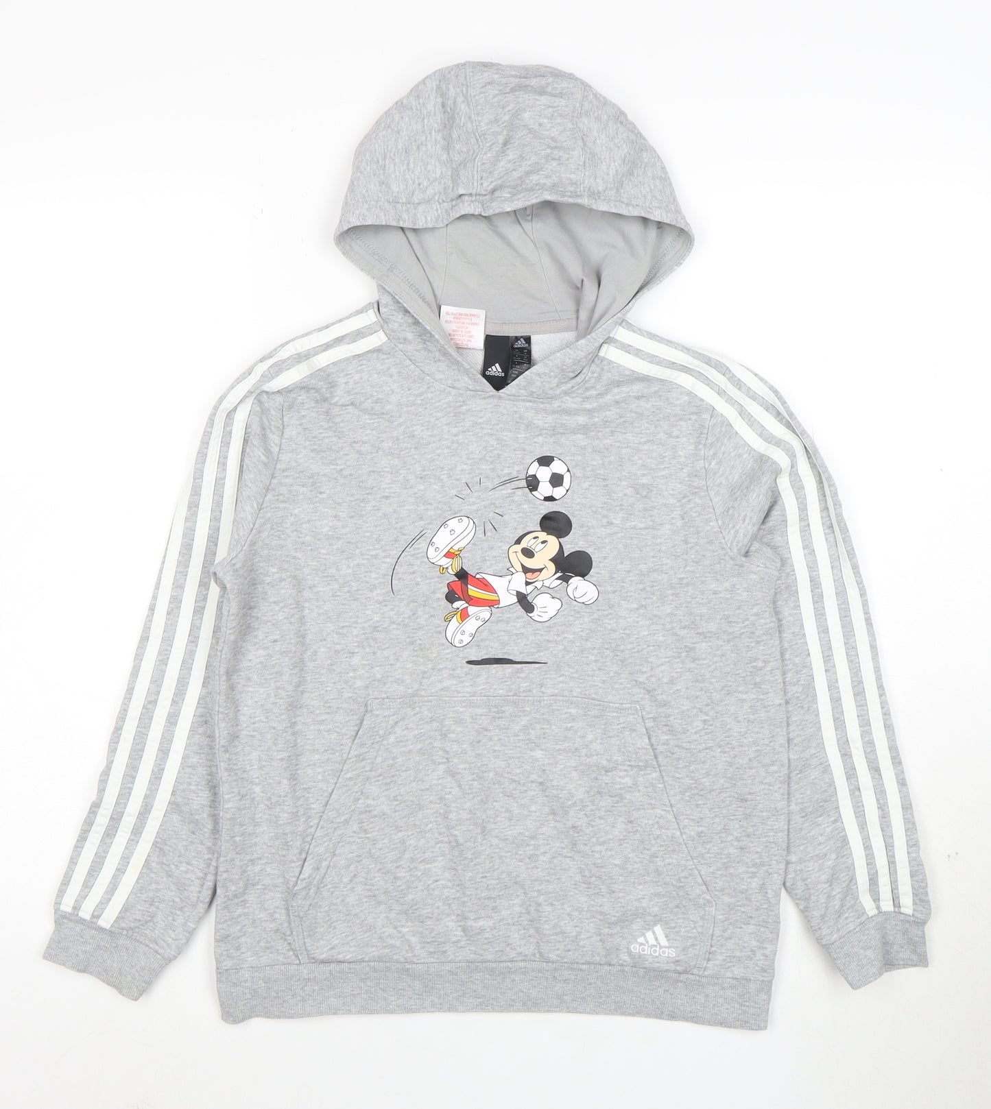 Adidas Boys Grey Mickey Mouse Pullover Hoodie Size 11-12 Years