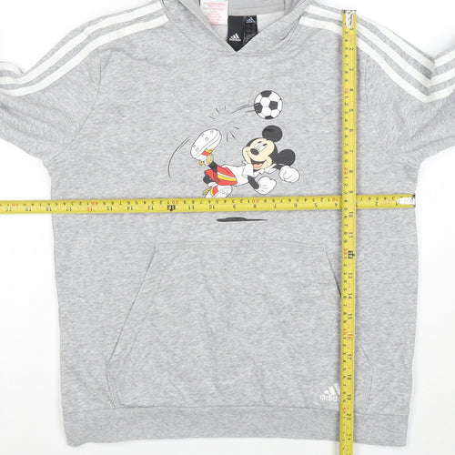 Adidas Boys Grey Mickey Mouse Pullover Hoodie Size 11-12 Years