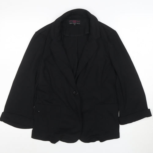 New Look Women's Black Size 16 Single-Breasted Blazer Jacket