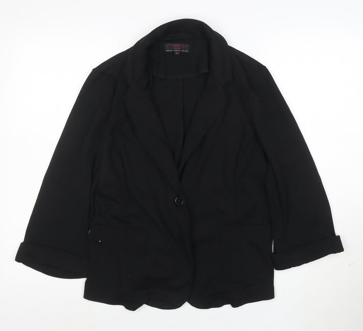 New Look Women's Black Size 16 Single-Breasted Blazer Jacket