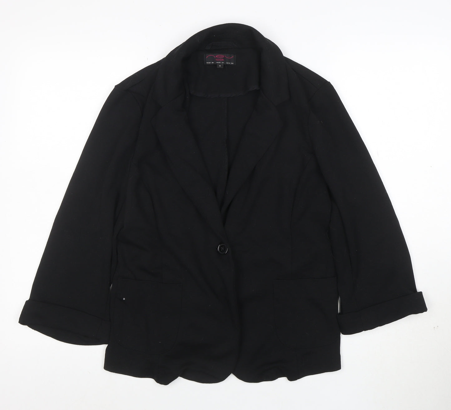 New Look Women's Black Size 16 Single-Breasted Blazer Jacket