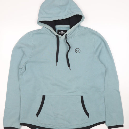 Hollister Women Blue Hoodie L Pullover Cotton Casual