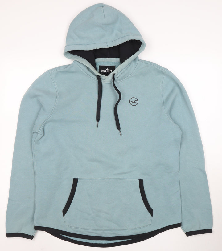 Hollister Women Blue Hoodie L Pullover Cotton Casual