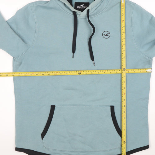 Hollister Women Blue Hoodie L Pullover Cotton Casual