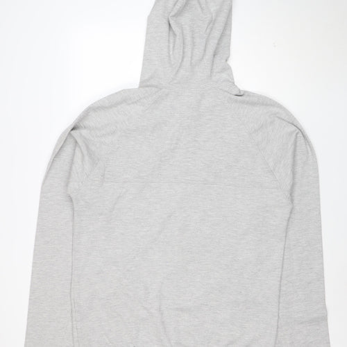 boohooMAN Men's Grey Full Zip Hoodie Size L Lightweight Hooded Sweatshirt