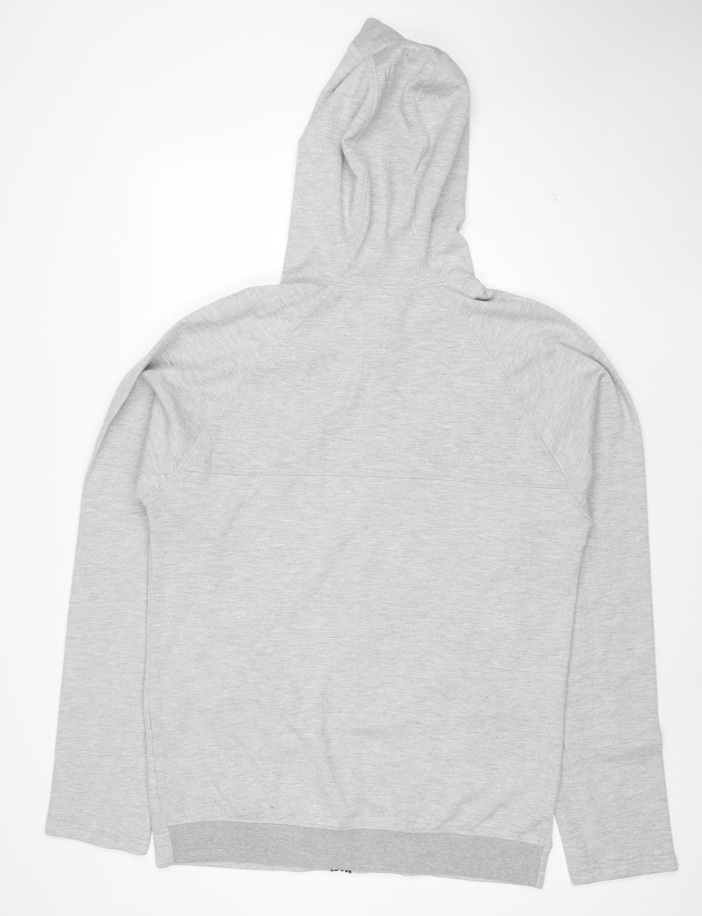 boohooMAN Men's Grey Full Zip Hoodie Size L Lightweight Hooded Sweatshirt