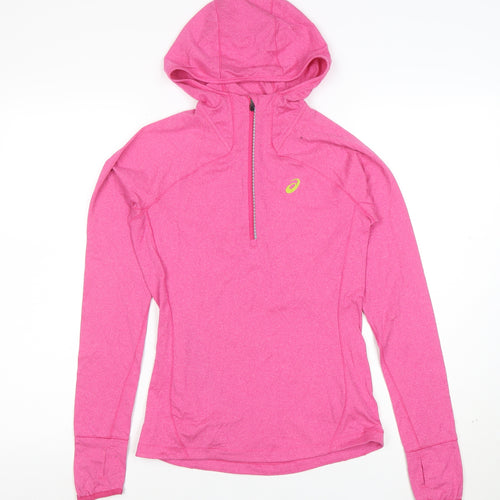 ASICS Women Pink XS 1/2 Zip Hooded Pullover Hoodie