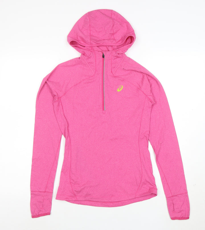 ASICS Women Pink XS 1/2 Zip Hooded Pullover Hoodie