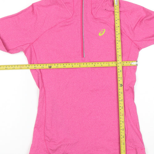 ASICS Women Pink XS 1/2 Zip Hooded Pullover Hoodie