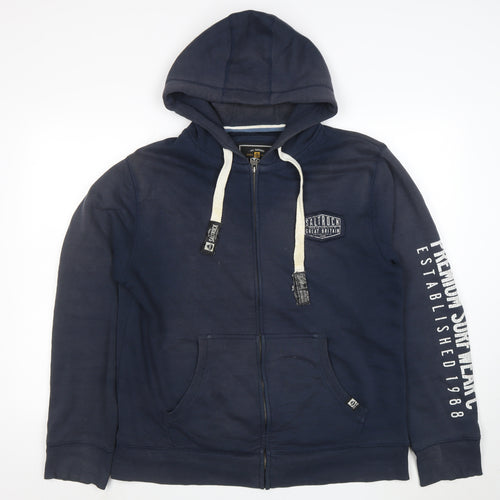 Saltrock Mens Blue Full Zip Hoodie L Cotton Blend Fleece Outdoor