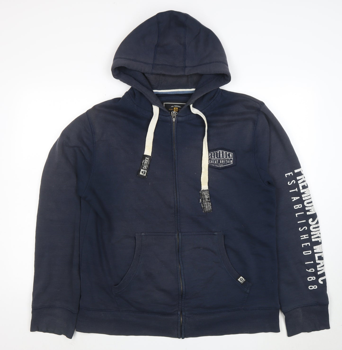 Saltrock Mens Blue Full Zip Hoodie L Cotton Blend Fleece Outdoor