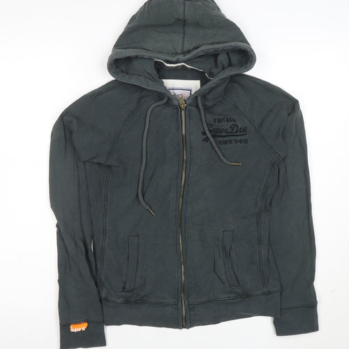 Superdry Womens Black Small Full Zip Hoodie Cotton Blend