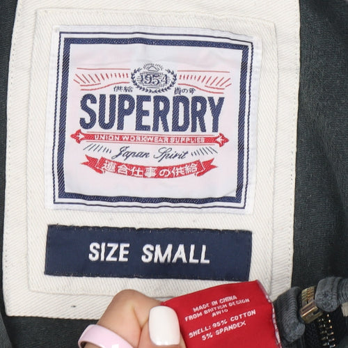 Superdry Womens Black Small Full Zip Hoodie Cotton Blend