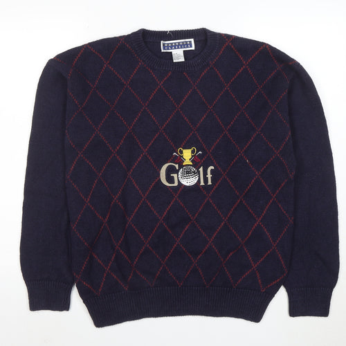 Harbour Classics Men's Blue Argyle Golf Knit Pullover Jumper M