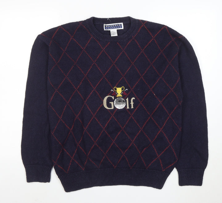 Harbour Classics Men's Blue Argyle Golf Knit Pullover Jumper M