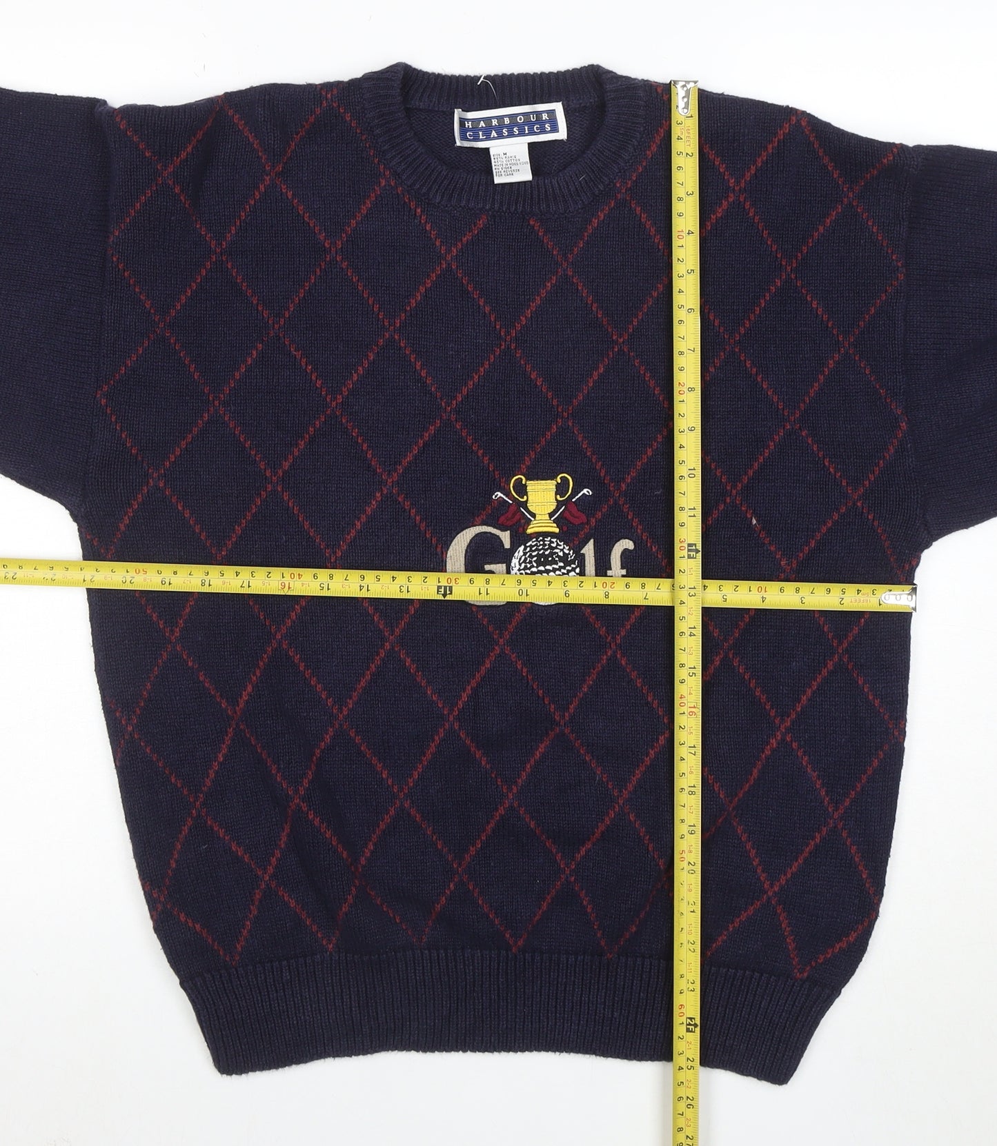 Harbour Classics Men's Blue Argyle Golf Knit Pullover Jumper M