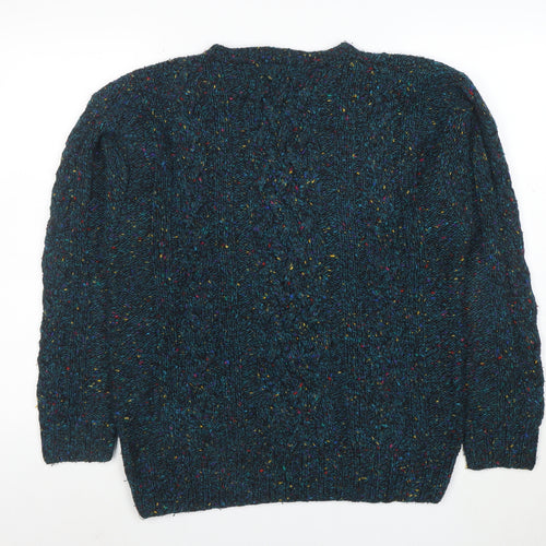 SKYR Men's Blue Cable-Knit Wool Blend Pullover Jumper XS