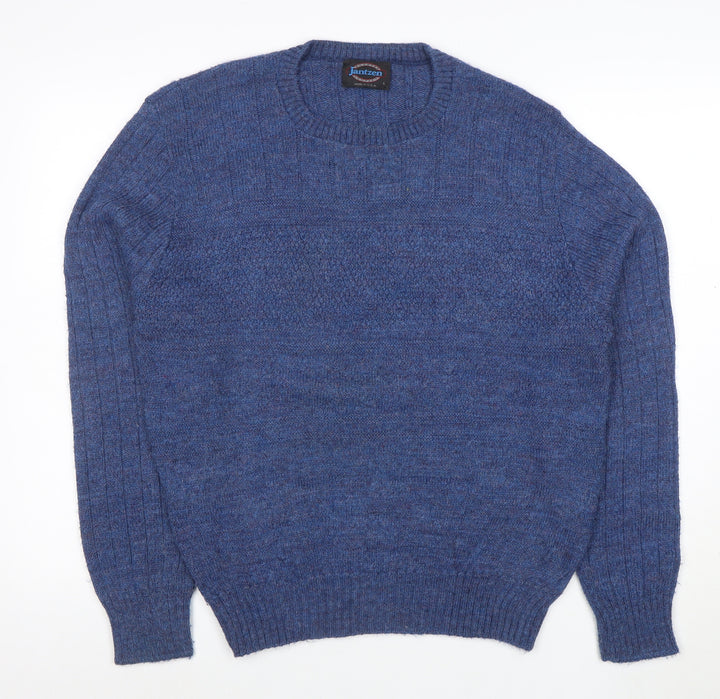 Jantzen Men’s Blue Wool Crew Neck Pullover Jumper Size L Classic Knit