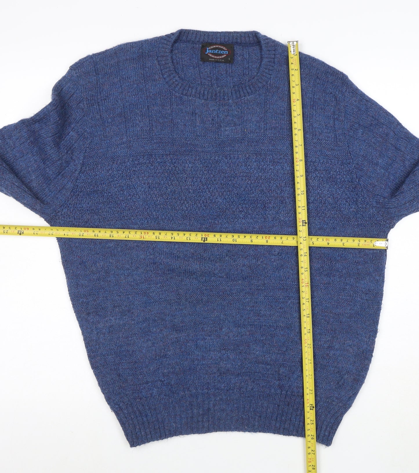 Jantzen Men’s Blue Wool Crew Neck Pullover Jumper Size L Classic Knit