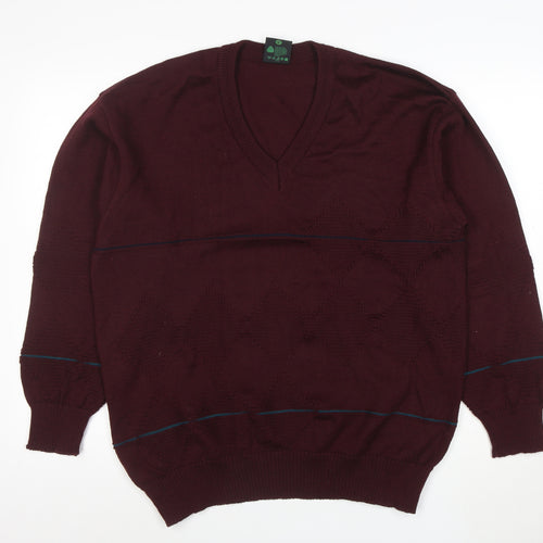 Westbury Men’s Brown Wool V-Neck Argyle Jumper Size L