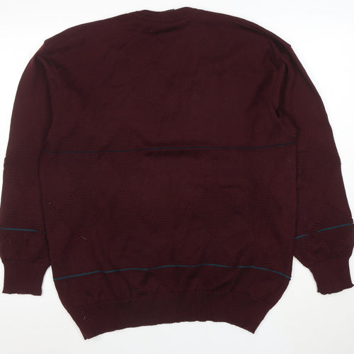 Westbury Men’s Brown Wool V-Neck Argyle Jumper Size L