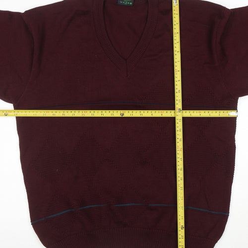 Westbury Men’s Brown Wool V-Neck Argyle Jumper Size L
