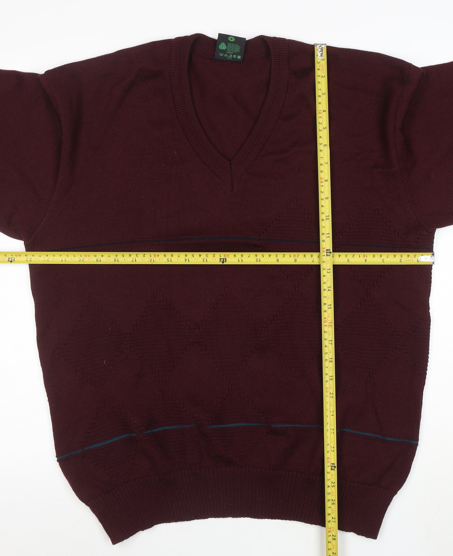 Westbury Men’s Brown Wool V-Neck Argyle Jumper Size L