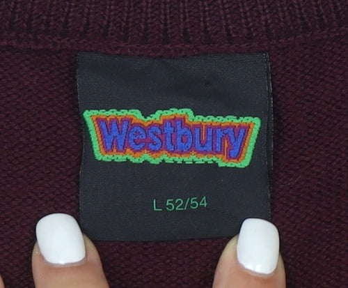 Westbury Men’s Brown Wool V-Neck Argyle Jumper Size L