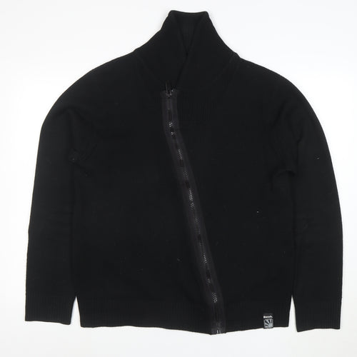 Bench Men's Black XL Full Zip Roll Neck Jumper