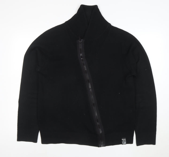 Bench Men's Black XL Full Zip Roll Neck Jumper