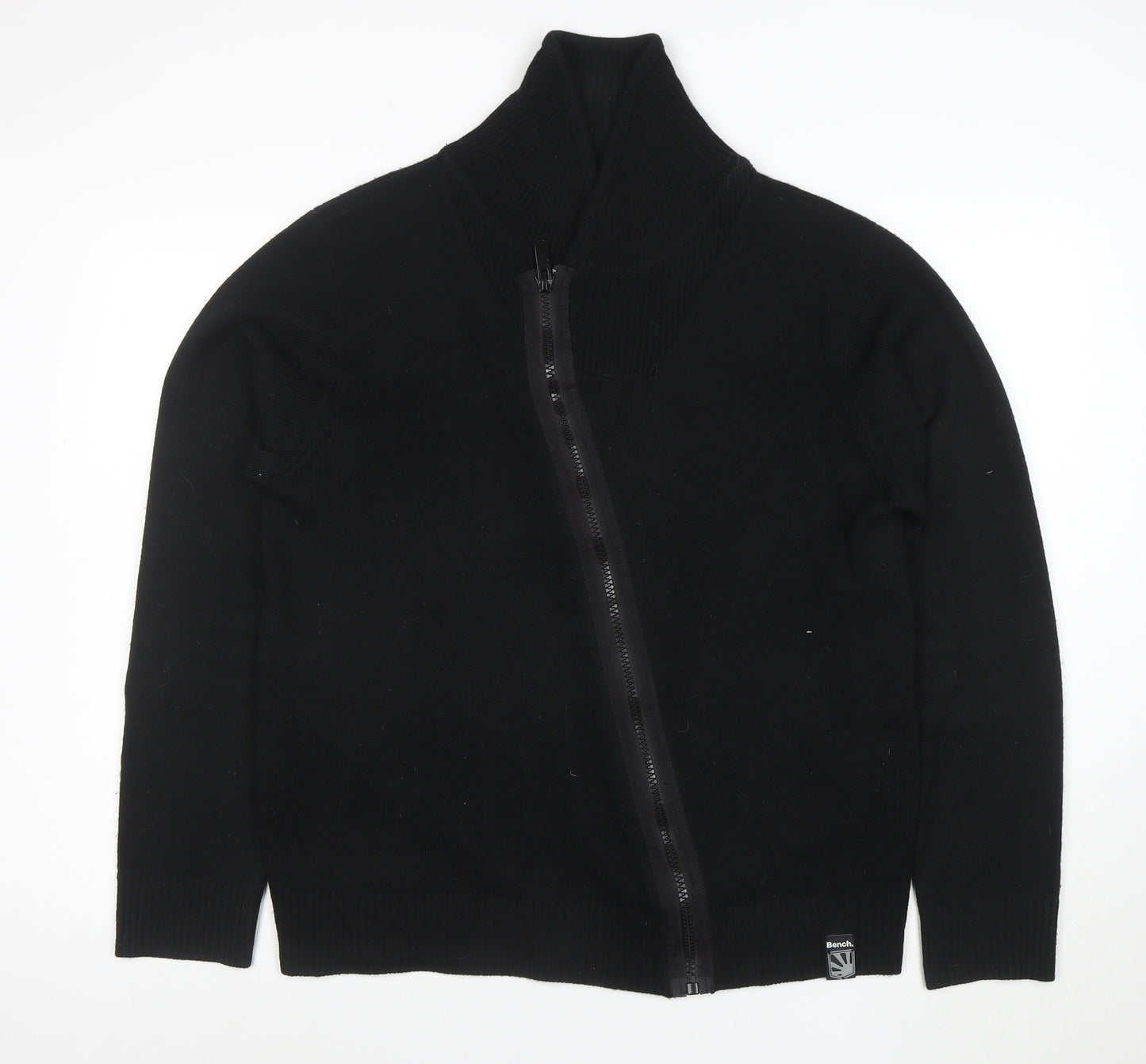 Bench Men's Black XL Full Zip Roll Neck Jumper