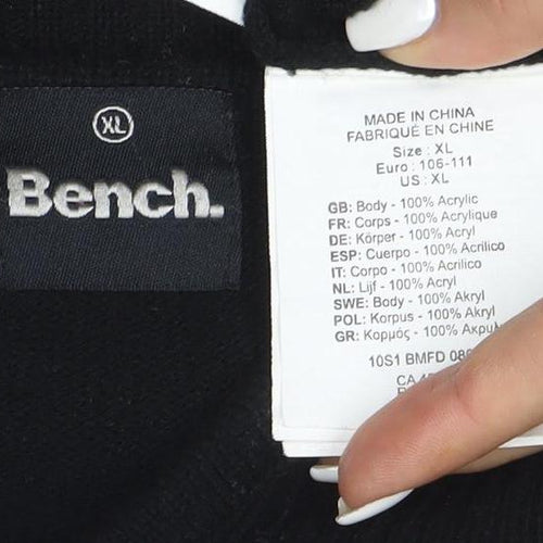 Bench Men's Black XL Full Zip Roll Neck Jumper