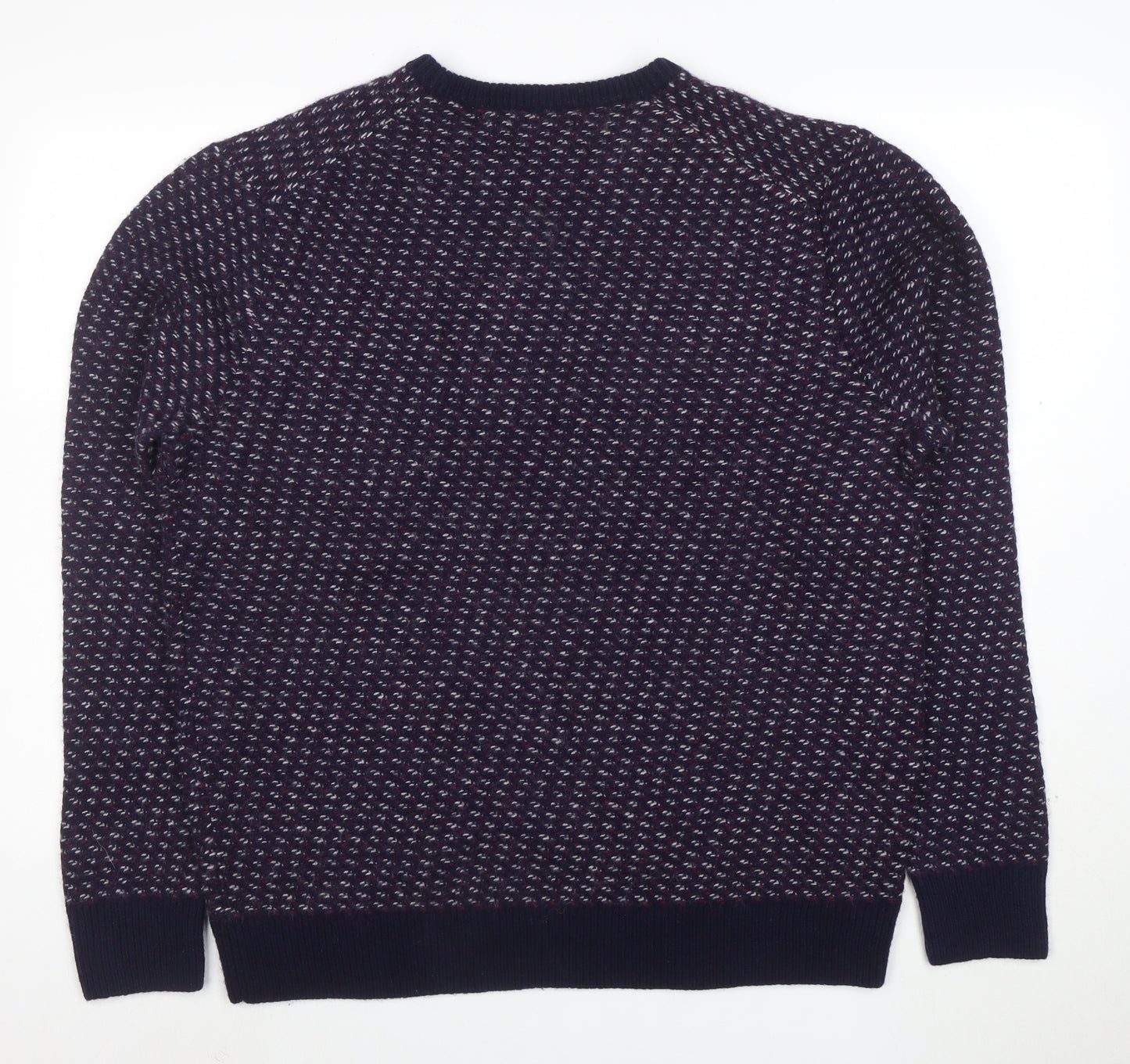 Black Brown 1826 Men's Blue Wool Blend Geometric Pullover Jumper XL