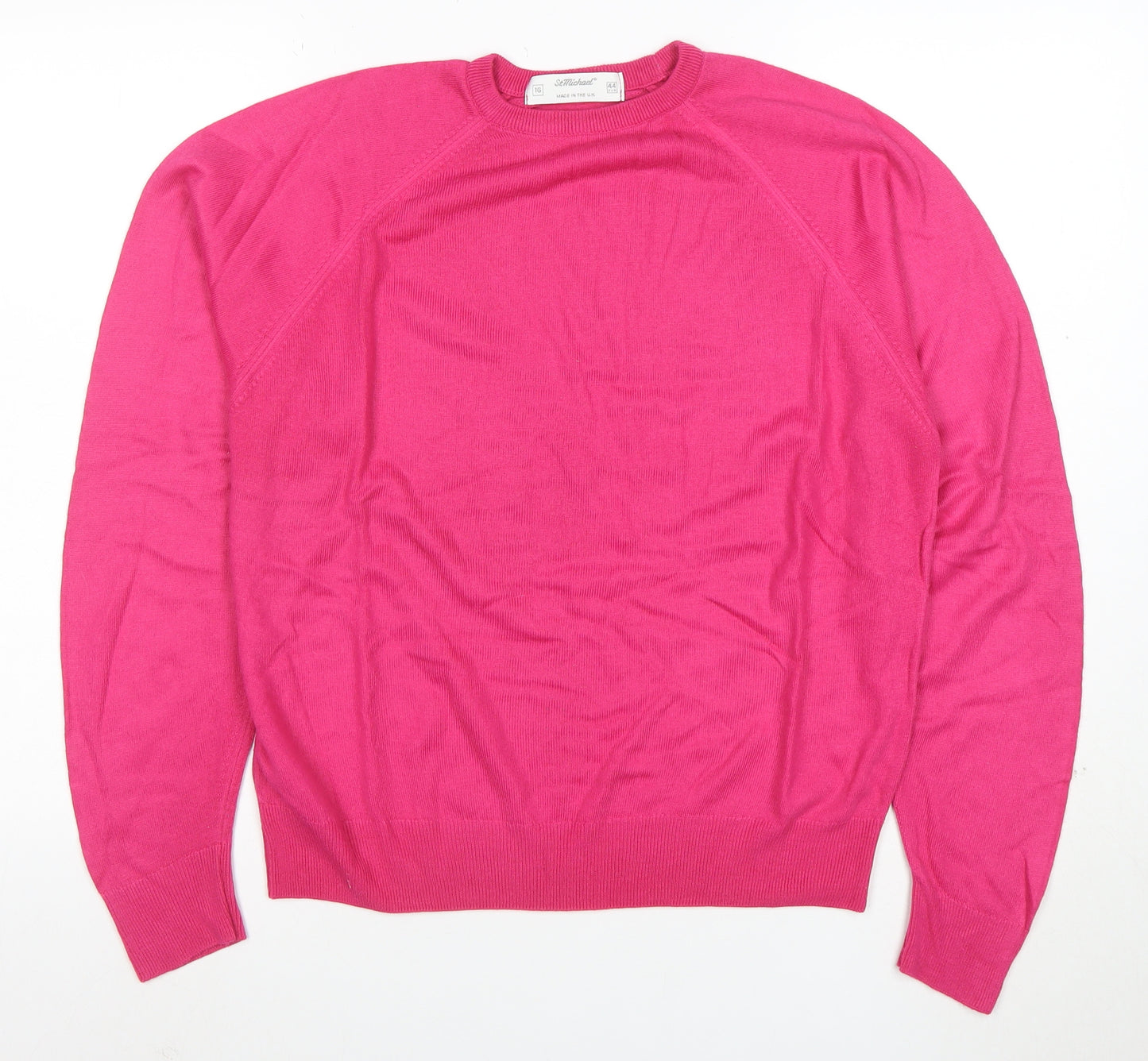 Marks and Spencer Women’s Pink Acrylic Crew Neck Jumper Size 16