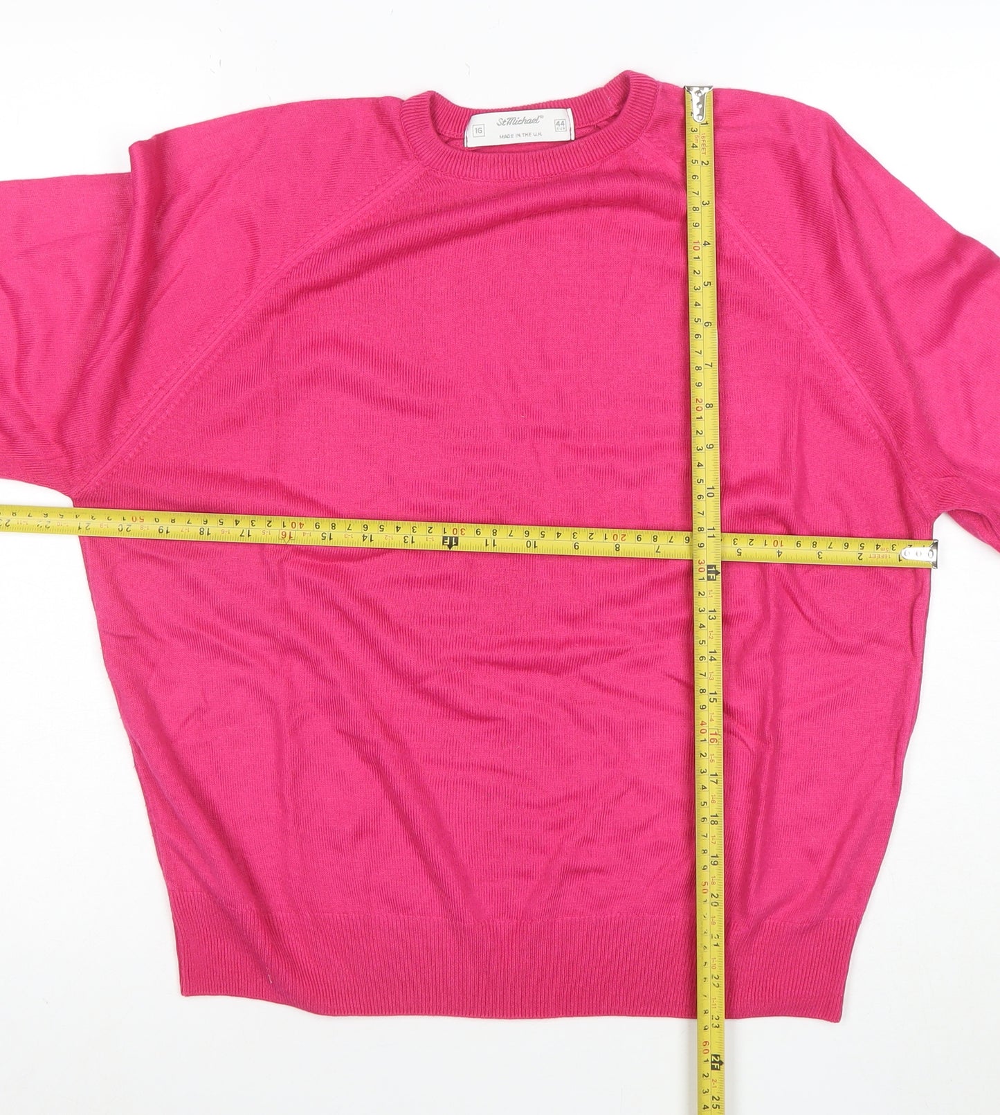 Marks and Spencer Women’s Pink Acrylic Crew Neck Jumper Size 16