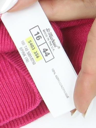 Marks and Spencer Women’s Pink Acrylic Crew Neck Jumper Size 16