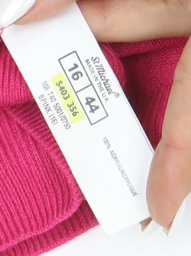 Marks and Spencer Women’s Pink Acrylic Crew Neck Jumper Size 16