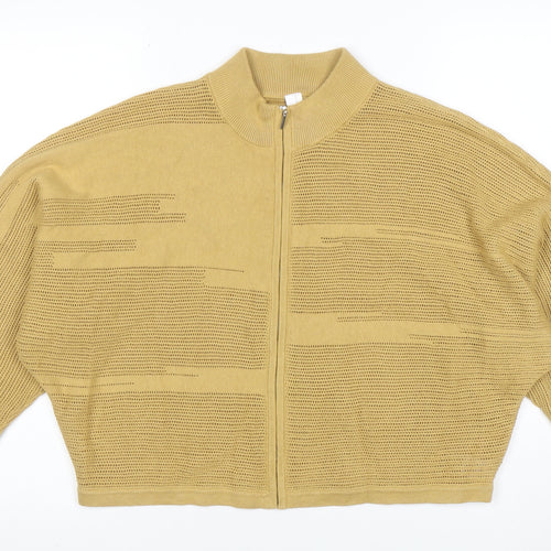 Wynne Collection Women Beige High Neck Full Zip Knit Jumper Size S