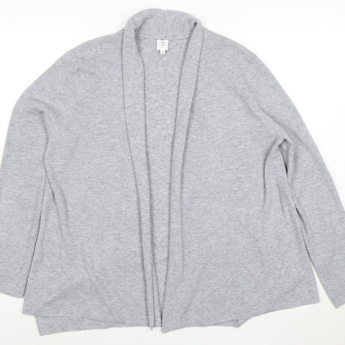 John Lewis Womens Grey Long Sleeve Open Knit Cardigan Size 12