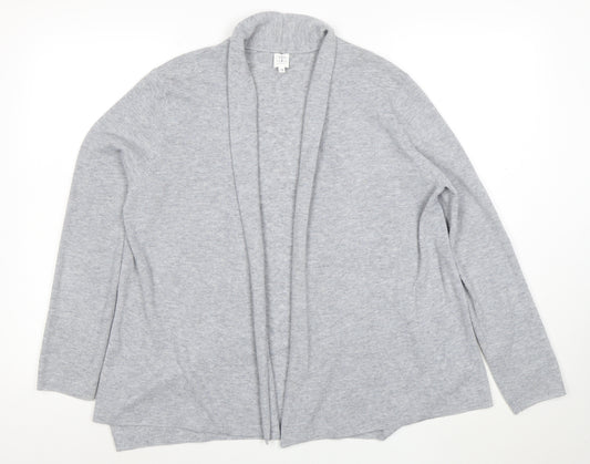 John Lewis Womens Grey Long Sleeve Open Knit Cardigan Size 12